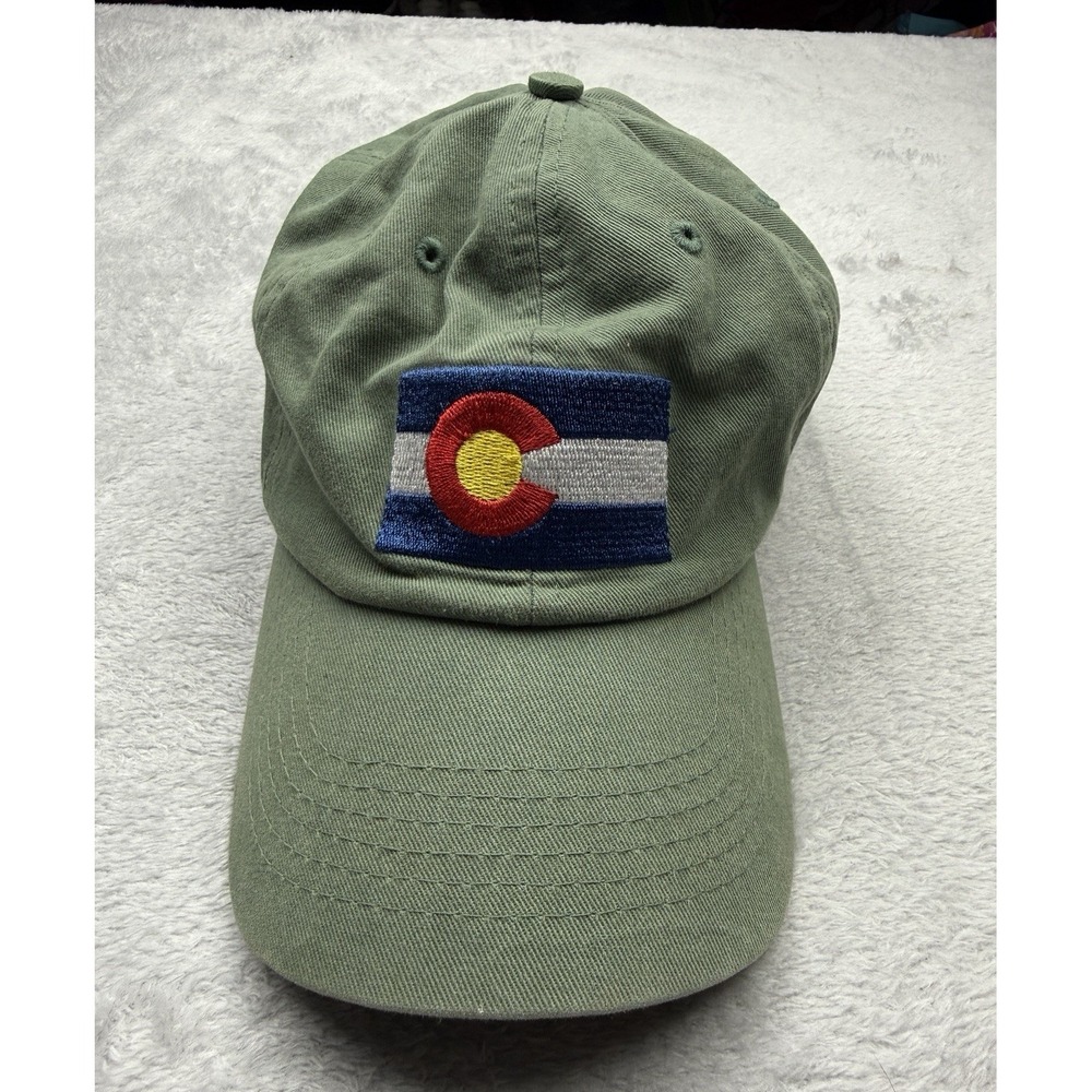 JHATS Green Adjustable Baseball Cap with Colorado Flag Patch One Size